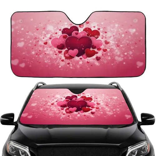 Romantic Swirling Hearts Love Gift for Her Car Sunshade