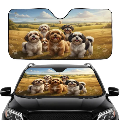 Happy Fluffy Shih Tzu Lhasa Apso Dogs Chew Toy - Dog Lover Gift Car Sunshade