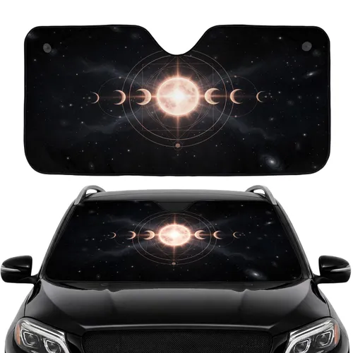 Luminous Full Moon Crescent Moons Stars Galactic Orbits - Astronomy Lover Gift Car Sunshade