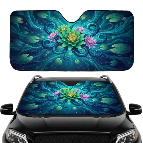 Water Lilies Lily Pads Cosmic Star Dust Currents - Car Interior Gift Car Sunshade