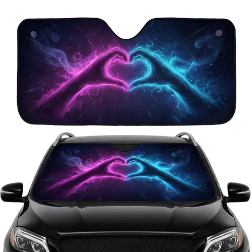 Glow Heart Hands Cosmic Sky - Love Expression Everyday Gift Car Sunshade