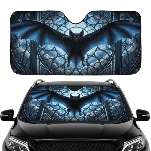 Nocturnal Bat Iridescent Wings - Gothic Stained Glass Wildlife Auto Decor Car Sunshade