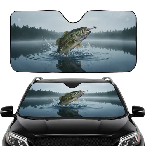 Breaching Largemouth Bass Fishing Lure - Wildlife Fishing Enthusiast Gift Car Sunshade