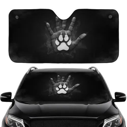Human Handprint Animal Paw Print Smoke Mist - Everyday Use Car Sunshade