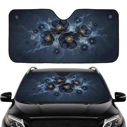 Nocturnal Garden Flowers Golden Butterfly - Car Decor Gift Car Sunshade