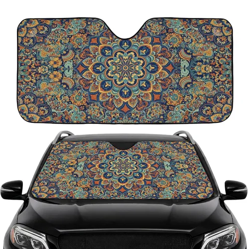Mandala Floral Swirling Vines Geometric Car Decor Gift Car Sunshade