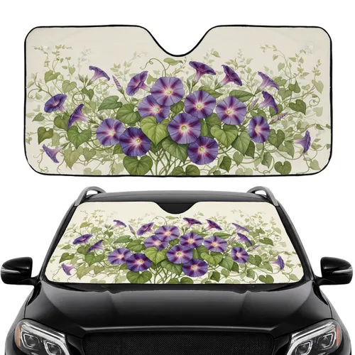 Lush Morning Glory Floral Vines Field - Car Decor Gift for Botanical Enthusiasts Car Sunshade