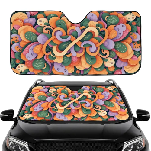Vibrant Petals Floral Cloudscape - Travel Essentials Car Decor Gift Car Sunshade