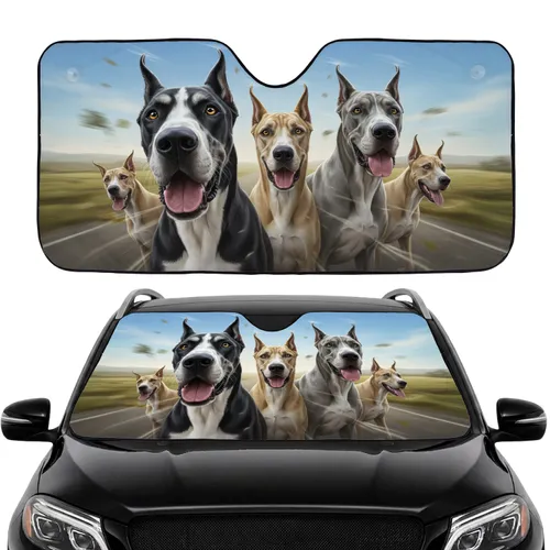 Great Danes High Speed Open Road - Dog Lover Road Trip Companion Gift Car Sunshade
