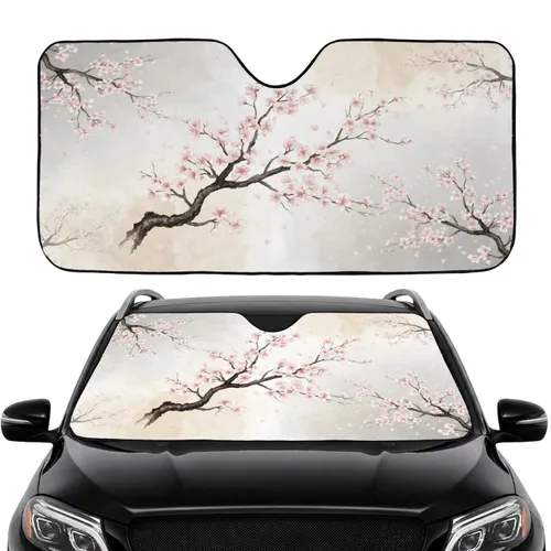 Pale Pink White Cherry Blossoms Sakura Branch - Nature Lover Car Accessory Car Sunshade