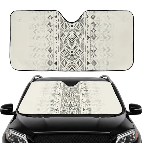 Tribal Aztec Geometric Diamond Chevron Lines - Auto Interior Decor Car Sunshade