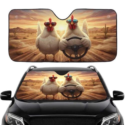 Chickens Driving Sunglasses - Farm Animal Road Trip Gift Car Sunshade