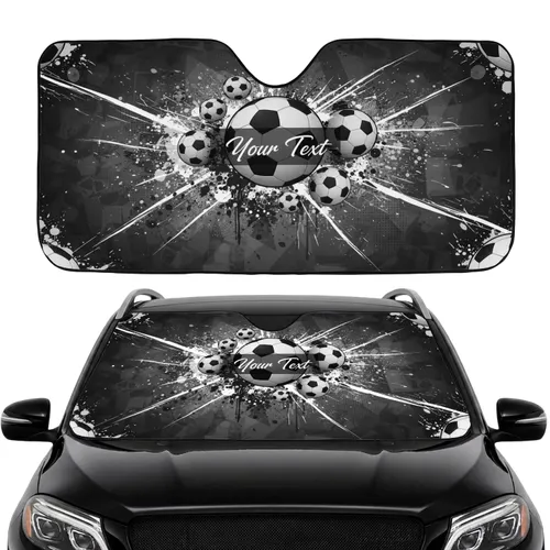 Soccer Balls Streaks Paint Splatter Grunge - Athletic Lifestyle Gift for Sports Fans Car Sunshade