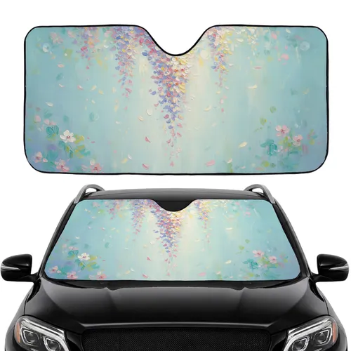 Wisteria Cherry Blossom Petals Floral Cascade - Everyday Vehicle Decor Car Sunshade