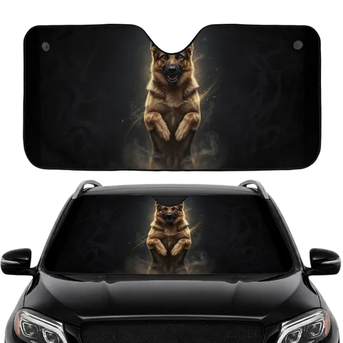 German Shepherd Dog Alert Mid-Action Stance with Energy Streaks - Everyday Dog Lover Gift Car Sunshade