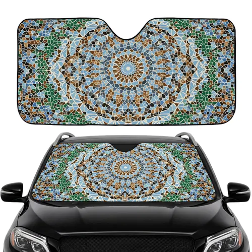 Starburst Geometric Mosaic Polished Ceramic Tiles Car Sunshade