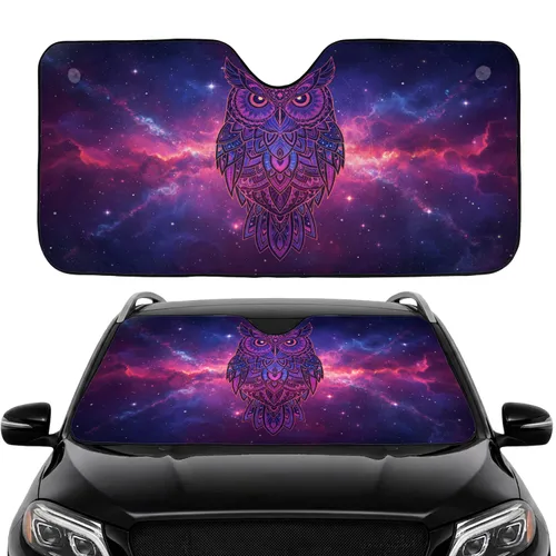 Mandala Owl Starry Nebula Cosmic Dust - Car Decor Celestial Lover Gift Car Sunshade