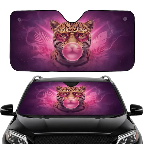 Jaguar Head Pink Lens Sunglasses Bubblegum Pink Purple Mist Jungle - Wildlife Lover Gift Car Sunshade