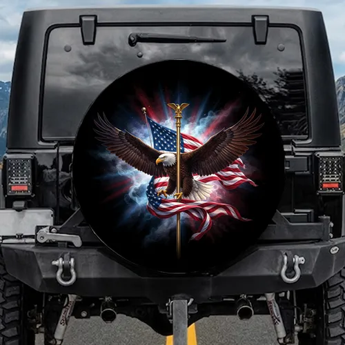 Bald Eagle American Flag Patriotic Freedom Independence Day Spare Tire Cover