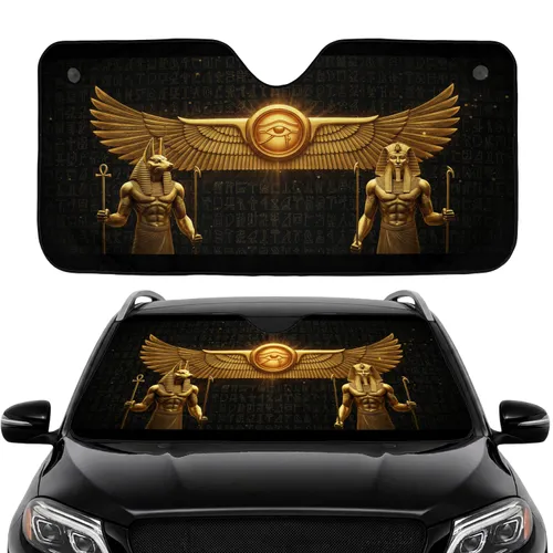Winged Eye of Ra Eye of Horus Anubis Pharaoh Deity - Ancient Egypt Lover Gift Car Sunshade