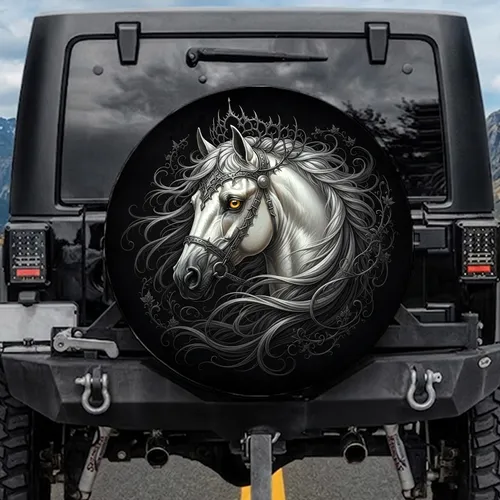 Horse Head Crown Bridle - Luxury Vehicle Accessory Gift for Horse Lover Spare Tire Cover
