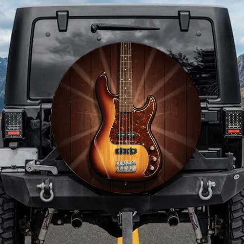 Electric Bass Guitar Sunburst Finish - Music Lover Gift for Musicians Spare Tire Cover