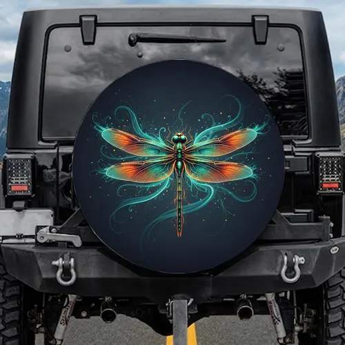 Luminous Iridescent Dragonfly Flowing Energy Wings - Wildlife Lover Gift Spare Tire Cover