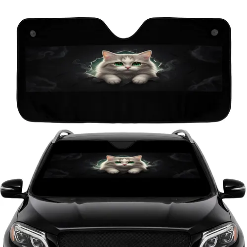 Adorable Fluffy Cat Tearing Cosmic Void – Mischievous Cat Lover Gift Car Sunshade