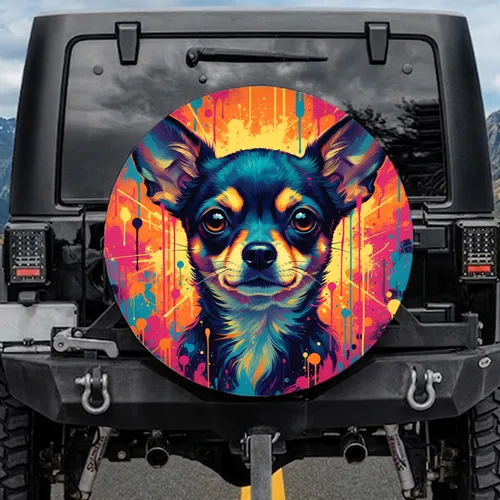 Chihuahua Dog Paint Splashes Graffiti Grunge Street Art - Dog Lover Gift Spare Tire Cover