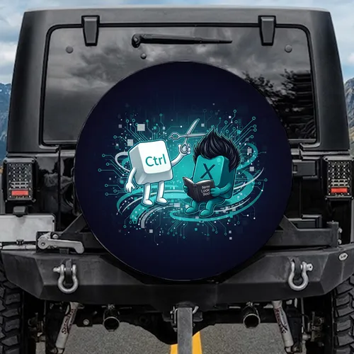 Ctrl X Key Characters Data Streams Hex Code - Tech Enthusiast Gift Spare Tire Cover