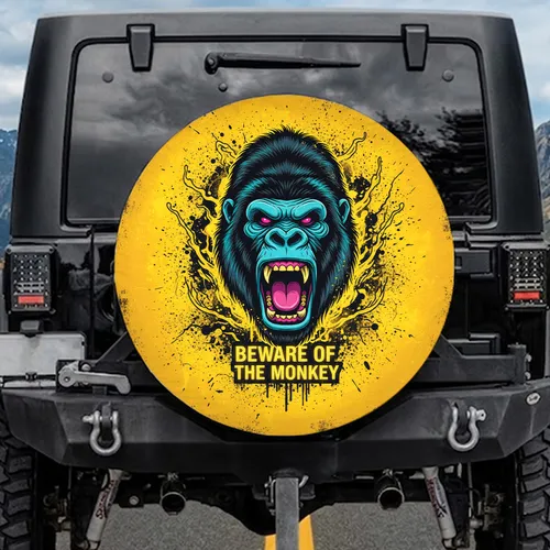 Roaring Gorilla Head 'Beware of the Monkey' - Off-Road Adventure Gear Spare Tire Cover