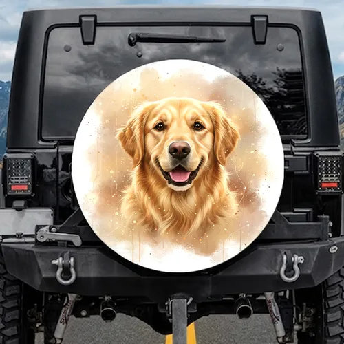 Happy Golden Retriever Golden Fur Smile Soulful Eyes - Pet Lover Gift Spare Tire Cover