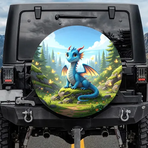Blue Dragon Moss Rock Forest - Nature Lover Gift for Outdoor Decor Spare Tire Cover