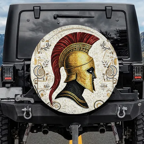 Spartan Warrior Corinthian Helmet Red Plume - History Lover Car Decor Gift Spare Tire Cover