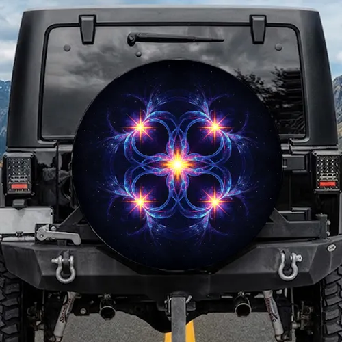 Symmetrical Cosmic Mandala Starburst Galactic Core - Travel Essentials Gift for Space Lovers Spare Tire Cover