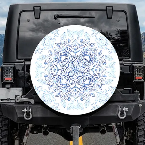 Graceful Delicate Mandala Blossom Floral Botanical Leaves - Botanical Lover Gift Spare Tire Cover