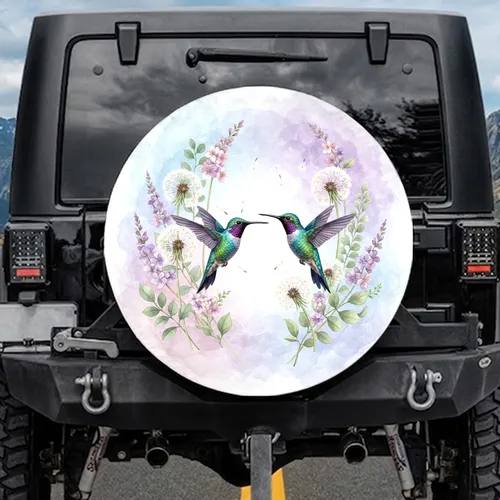 Ruby-Throated Hummingbirds Dandelion Floral - Wildlife Lover Car Decor Gift Spare Tire Cover
