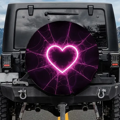 Glowing Heart Spiderweb Void - Vehicle Decor Gift Spare Tire Cover