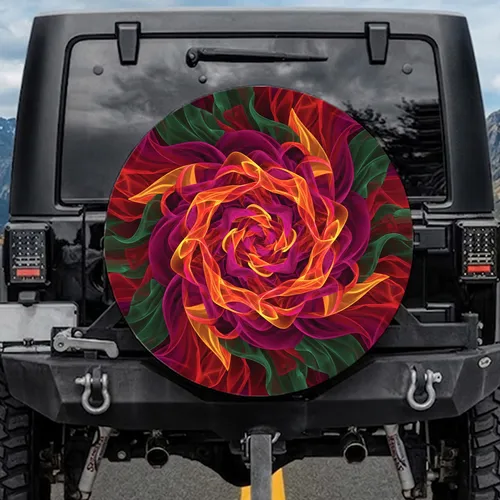 Swirling Translucent Fabric Ribbons Flowing Folds - Everyday Vehicle Decor Spare Tire Cover