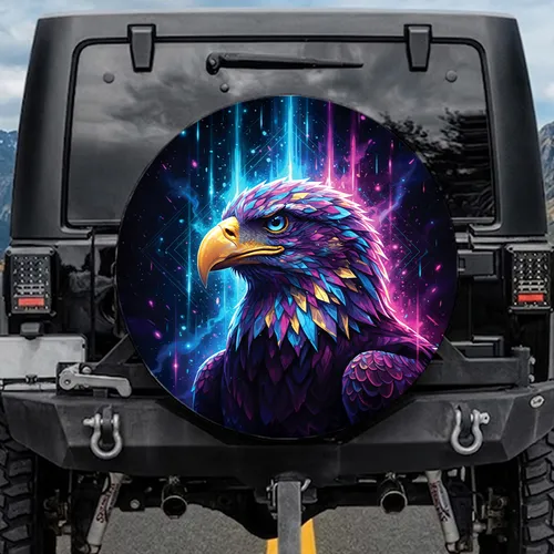 Bald Eagle Glowing Eyes Glowing Particles Starlight Cosmic Void - Wildlife Lover Gift Spare Tire Cover