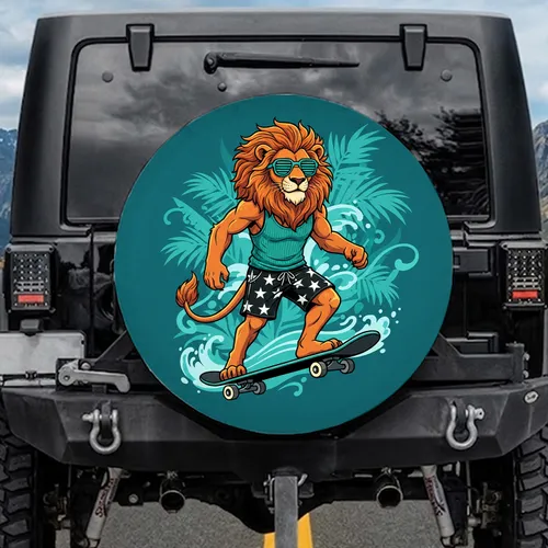 Shutter Shades Lion Skater Tropical Palm - Travel Essentials Outdoor Lifestyle Gift Spare Tire Cover