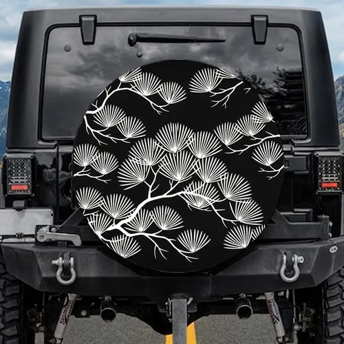 Japanese Pine Branches Organic Tapestry - Outdoor Style Nature Lover Gift Spare Tire Cover