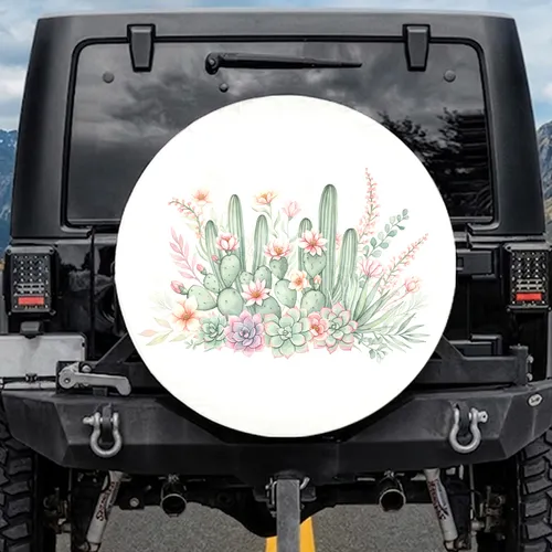 Cacti Succulent Blossoms Desert Flora - Nature Lover Car Decor Gift Spare Tire Cover