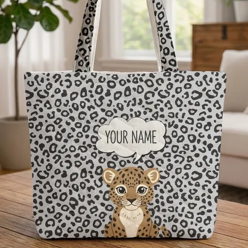 Leopard Cub Leopard Print Wildlife Lover Everyday Carry Gift Quilted Tote Bag
