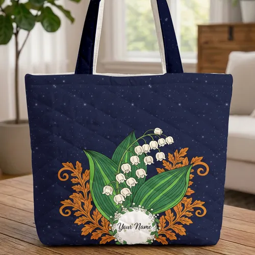 Lily of the Valley Fern Stardust Wreath - Everyday Carry Gift Quilted Tote Bag