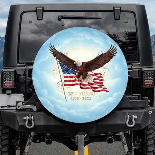 Bald Eagle American Flag 1776-2026 - USA 250th Anniversary Independence Day Gift for Veterans Spare Tire Cover