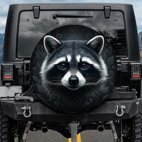 Piercing Eyes Raccoon Face Nocturnal Forest - Wildlife Lover Gift Spare Tire Cover