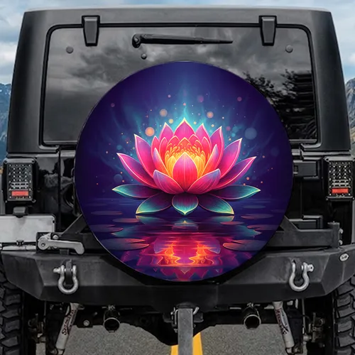 Luminous Ethereal Lotus Water Lily - Zen Meditation Vehicle Decor Gift for Cars Spare Tire Cover