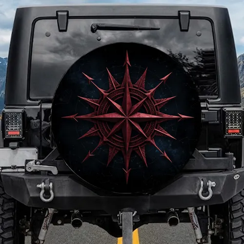 Ornate Compass Rose Star Celestial Geometric Patterns Cosmic Journey for Explorer Spare Tire Cover