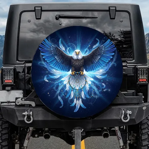 Bald Eagle Dreamcatcher Night Sky - Wildlife Lover Gift Spare Tire Cover